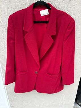 Vintage 90s Dana Buchman 100% Cashmere Red Car Coat Made in USA Size 14